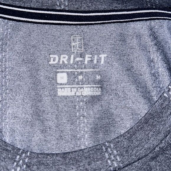 Nike M Indigo Blue White Triple Interrupted Vertical Stripe Short Sleeve Tee - Picture 8 of 9